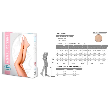 2 - Gloria Med Autoreggenti Tutta Coscia Pizzo MICRO 181 LUNGO AGH MAX Microfibra 1° classe P. Aperta Beige CL1 18-21 mmHg