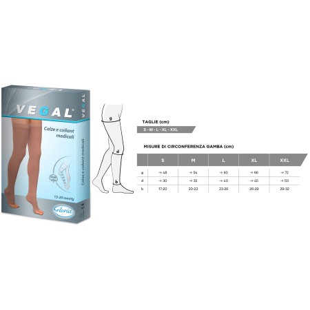 2 - Gloria Med Monocollant SINISTRO VEGAL 1 P. Aperta Medicale Poliestensivo Cotone Calze a compressione graduata 15-20 mmHg