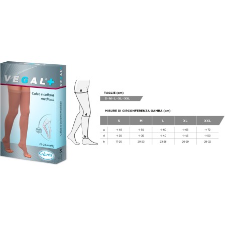 1 - Gloria Med Monocollant SINISTRO VEGAL 2 P. Aperta Medicali Poliestensivo Cotone Calze a compressione graduata 22-28 mmHg