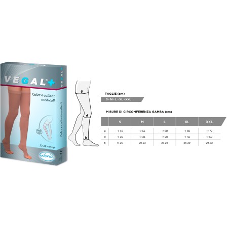 2 - Gloria Med Monocollant SINISTRO VEGAL 2 P. Aperta Medicali Poliestensivo Cotone Calze a compressione graduata 22-28 mmHg
