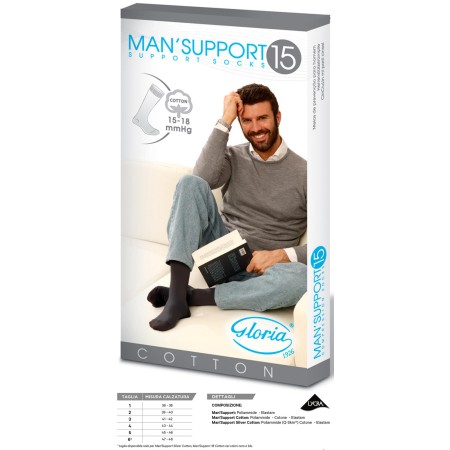 1 - Gloria Med MAN SUPPORT 15 Gambaletti Cotton uomo colore Blu Calze a compressione graduata 15/18 mmHg