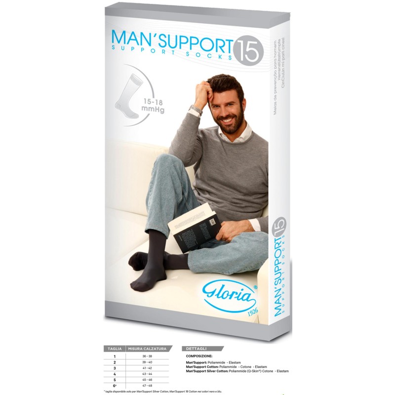 1 - Gloria Med MAN SUPPORT 15 Gambaletti Sintetico uomo colore Marrone Calze a compressione graduata 15/18 mmHg