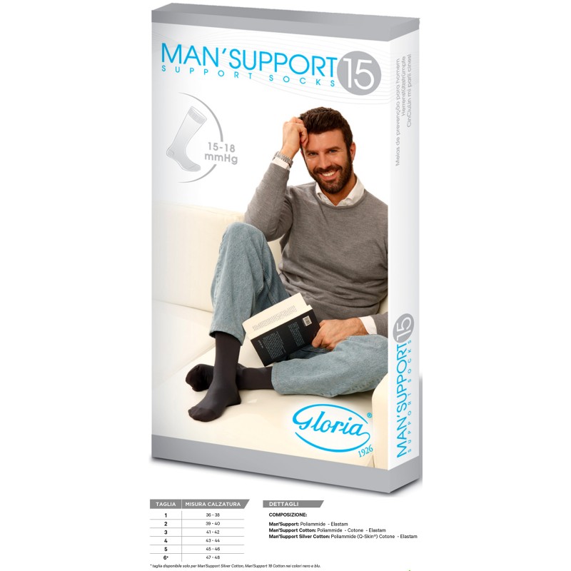 2 - Gloria Med MAN SUPPORT 15 Gambaletti Sintetico uomo colore Marrone Calze a compressione graduata 15/18 mmHg