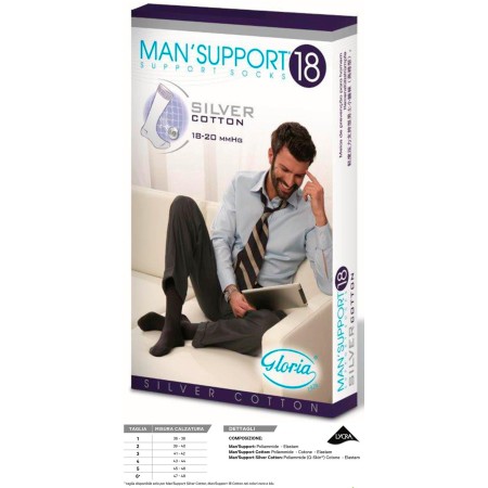 1 - Gloria Med MAN SUPPORT 18 Gambaletti Cotton Silver Q-skin uomo colore Blu Calze a compressione graduata 18/20 mmHg