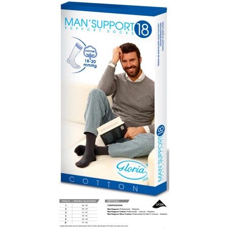 1 - Gloria Med MAN SUPPORT 18 Gambaletti Cotton uomo colore Antracite Calze a compressione graduata 18/20 mmHg