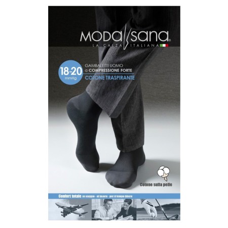 2 - Modasana Gambaletti Cotone Calze a compressione graduata uomo NERO 18/20 mmHg