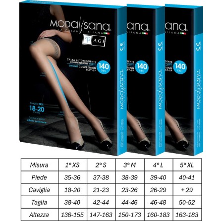 1 - 3 Paia di Modasana Autoreggenti 140 DEN NATURE Calze a compressione graduata 18/20 mmHg