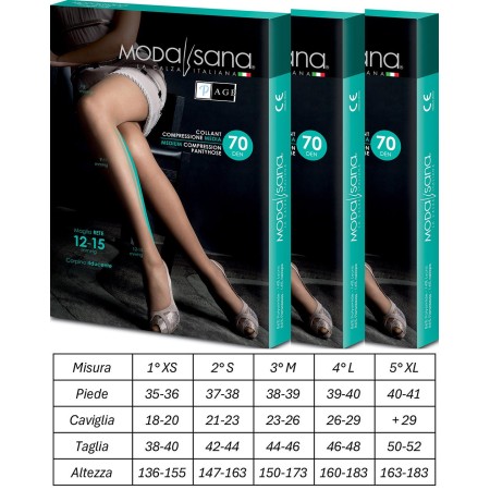 1 - 3 Paia di Modasana Calze Collant Calibrato 70 DEN NATURE Calze a compressione graduata 12/15 mmHg