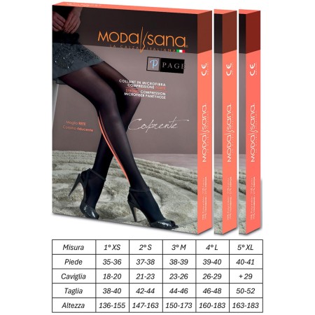 1 - 3 Paia di Modasana Collant Microfibra Coprente Maglia Liscia 140 DEN NERO Calze a compressione graduata 18/20 mmHg CECILIA