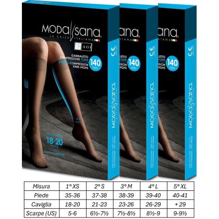 1 - 3 Paia di Modasana Gambaletti maglia a rete 140 DEN NATURE Calze a compressione graduata 18/20 mmHg