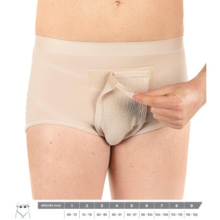 1 - Gloria Med Slip HF Vita Alta Post Operatorio per Ernia Inguinale Contenitivo Con Pelote Apertura Velcro Cotone BEIGE