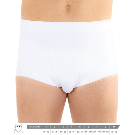 1 - Gloria Med Slip HF Vita Alta Post Operatorio per Ernia Inguinale Contenitivo Con Pelote Cotone BIANCO
