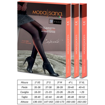 1 - 3 Paia di Modasana Collant Microfibra Coprente 70 DEN NERO Calze a compressione graduata 12/15 mmHg