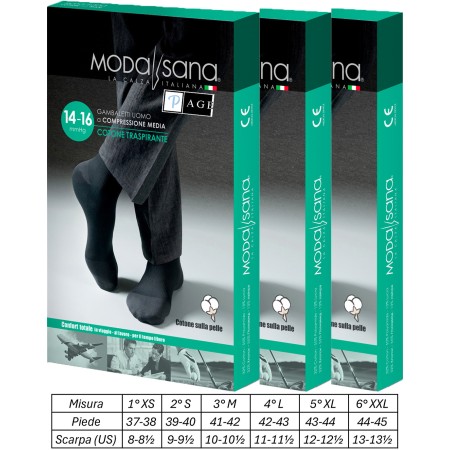 1 - 3 Paia di Modasana Gambaletti Cotone uomo NERO Calze a compressione graduata 14/16 mmHg