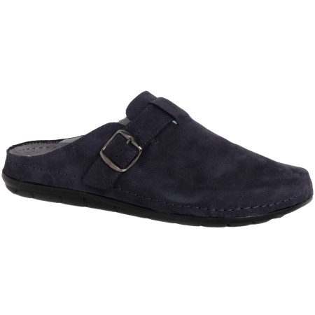 1 - INVERNESS MAN Calzature Scholl Uomo Ciabatte Pantofole in Lana e Pelle Scamosciata  Color Navy Blue