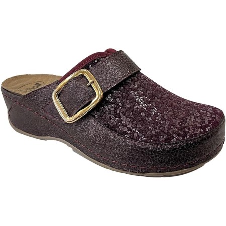 1 - GEMINI BUCKLE Calzature Scholl Donna in Tessuto Elastico e Pelle Scamosciata  Color Bordeaux