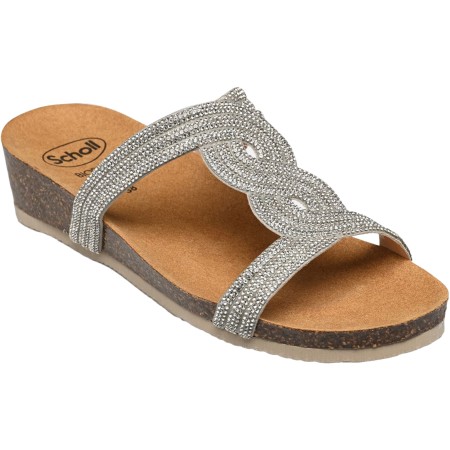 1 - Ciabatte Estive Donna Scholl  DOHA T-BAR Colore Argento