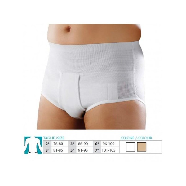 Orione Safte Mutande Contenitive Cintoslip Ernia con pelotte aperto BIANCO Art. 319