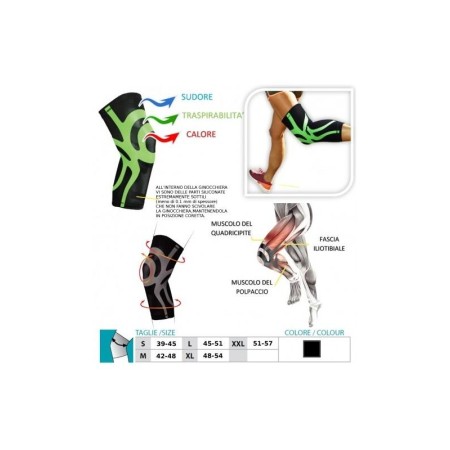 1 - Orione Safte Ginocchiera tutore gamba ortopedico con taping band integrato NERO