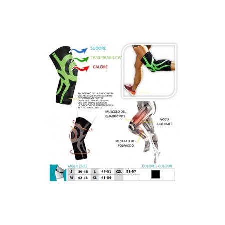 2 - Orione Safte Ginocchiera tutore gamba ortopedico con taping band integrato NERO