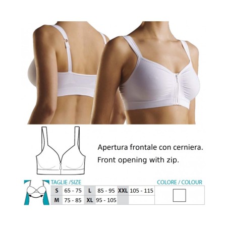 2 - Orione Safte Reggiseno Post Operatorio con zip BIANCO Art 9650