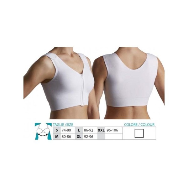 Orione Safte Reggiseno Post Operatorio zip frontale e spalline con strap BIANCO