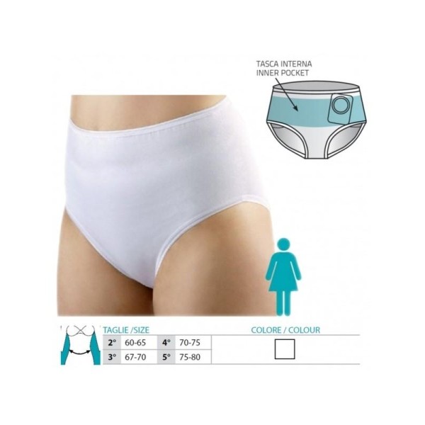 Orione Safte Mutande Contenitive Slip per stomizzati donna BIANCO Art. 555