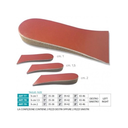 1 - Orione OK PED Safte Rialzo Tallone Sinistro per dismetria 3/4 h 1 cm mis 1 2 pezzi