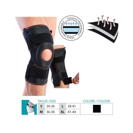 1 - Orione Safte Ginocchiera tutore gamba ortopedico steccata con snodo NERO