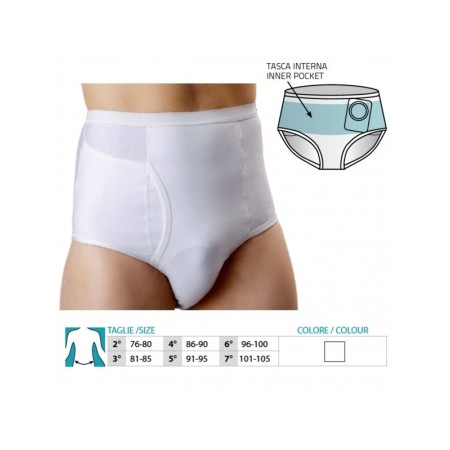 1 - Orione Safte Mutande Contenitive Slip per stomizzati uomo BIANCO Art. 556 --