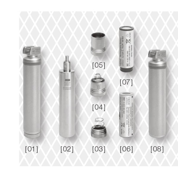 Manico per laringoscopio a F.O. LEDHQ - Batterie alcaline: 2,5 V Art. F-08.22.860