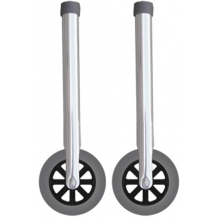 1 - Coppia di Gambe con ruote fisse per deambulatore girello per anziani diametro 12,7 cm foro da 2,5 cm Art. AD-R5