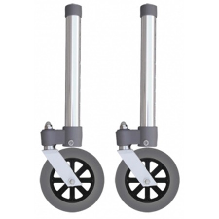 1 - Coppia di Gambe con ruote diametro 12,7 cm piroettanti per deambulatore girello per anziani foro da 2,5 cm - AD-RG5