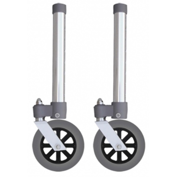 Prime Coppia di Gambe con ruote diametro 12,7 cm piroettanti per deambulatore girello per anziani foro da 2,5 cm - AD-RG5