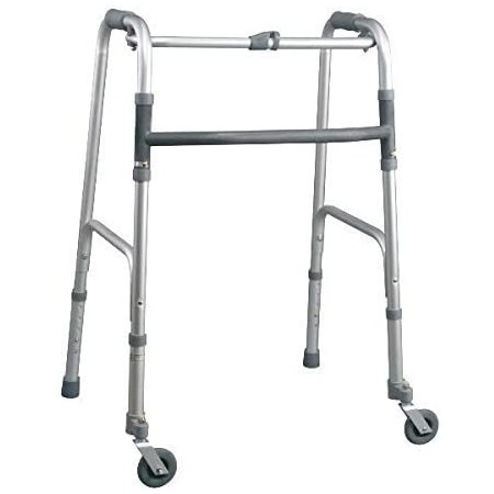 1 - Deambulatore girello per anziani in alluminio pieghevole due ruote due puntali Art. AD-N42K3