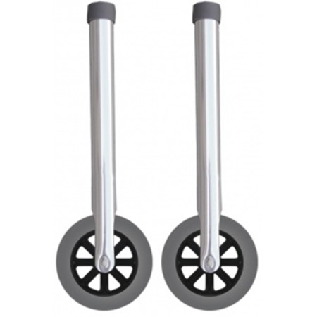 1 - Coppia di Gambe con ruote fisse per deambulatore girello per anziani diametro 12,7 cm foro da 2,5 cm Art. AD-R5 -