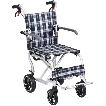 1 - Sedia a rotelle Carrozzina VALLETTA  sedia da trasporto pieghevole in alluminio da viaggio