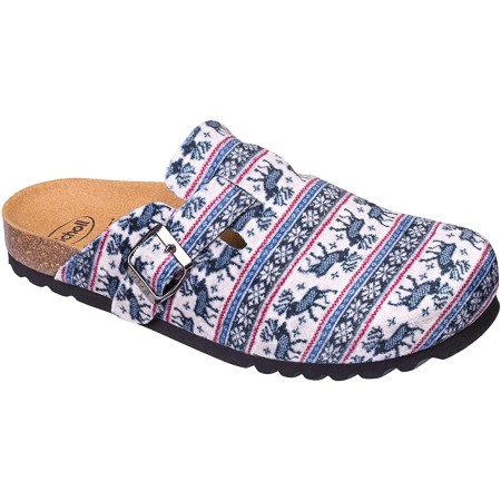 1 - Amiata Man Blu con Renne pantofole Natalizie lana cotta sabout ciabatte Scholl