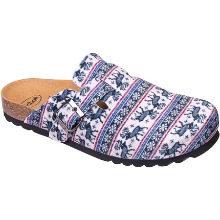 2 - Amiata Man Blu con Renne pantofole Natalizie lana cotta sabout ciabatte Scholl