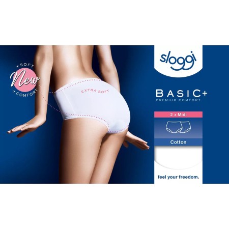 2 - Sloggi Slip Basic+ Midi 2 Paia colore WHITE **