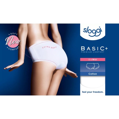 3 - Sloggi Slip Basic+ Midi 2 Paia colore WHITE **