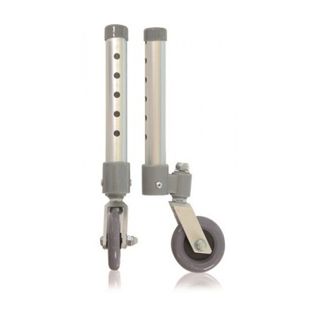 2 - Coppia di Gambe Con Ruote Deambulatore Piroettanti 5 FORI- foro da 2,5 cm diametro da 3"PAIO- Art. RV7054-5 - AD-RG3