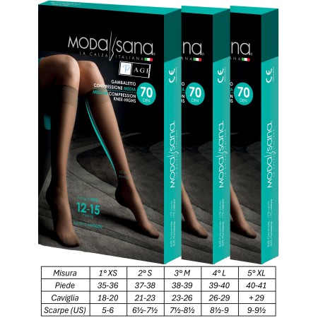 1 - 3 Paia di Modasana Gambaletti maglia a rete 70 DEN VISONE Calze a compressione graduata 12/15 mmHg --