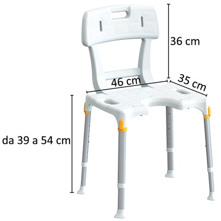 1 - Sedia igienico per Doccia per disabili e Anziani regolabile in altezza Made in Italy