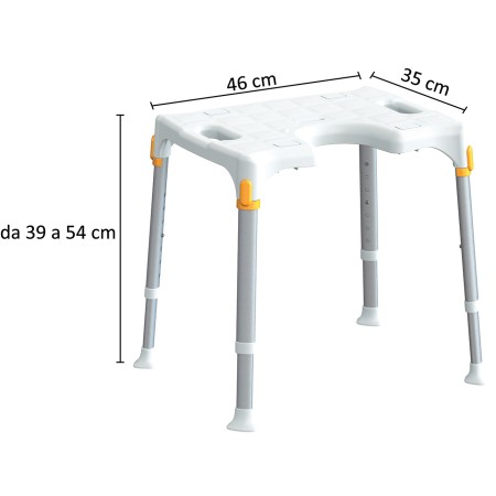 1 - Sgabello igienico per Doccia per disabili e Anziani regolabile in altezza Made in Italy