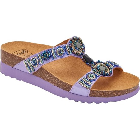 1 - Scholl Ciabatte Donna NEW BOGOTA' WEDGE Satin beads Lilac