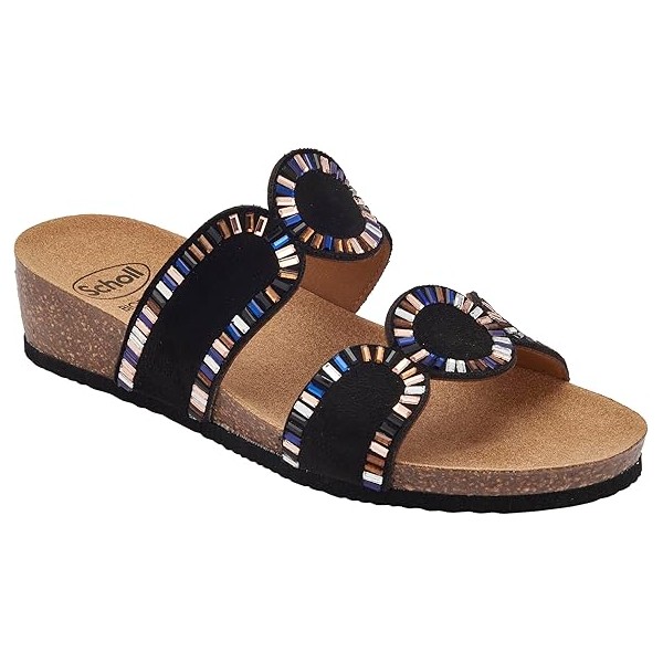 Scholl Ciabatte Donna CANNES Microfibra con strass Black