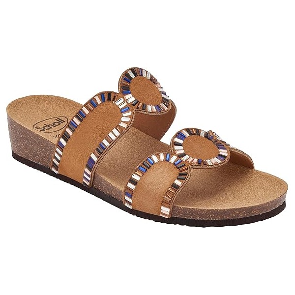 Scholl Ciabatte Donna CANNES Microfibre strass Tan