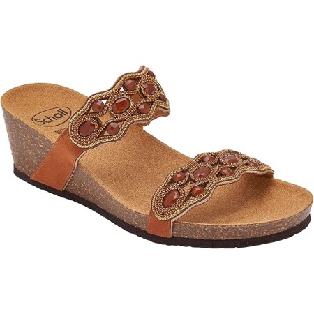 1 - Scholl Ciabatte Donna LERICI Microfibre stones Cognac