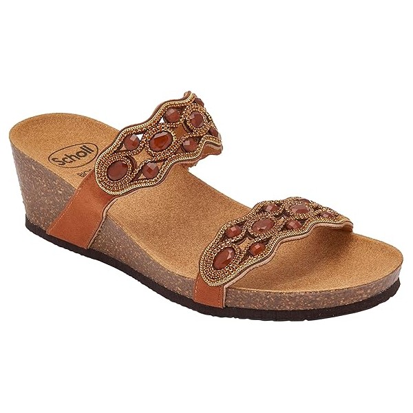 Scholl Ciabatte Donna LERICI Microfibre stones Cognac